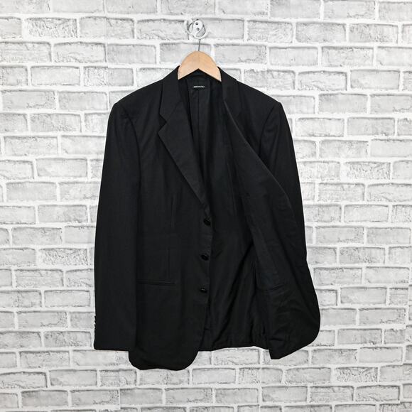 GIORGIO ARMANI black label Black Pin stripe Suit Pure Wool Size 52R - Picture 12 of 16